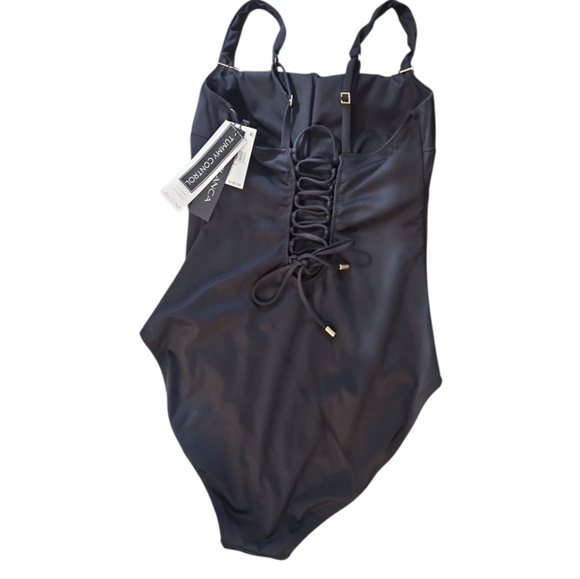 NWT La Blanca Swinsuit One Piece Classic Black Sz 14 - Picture 3 of 7